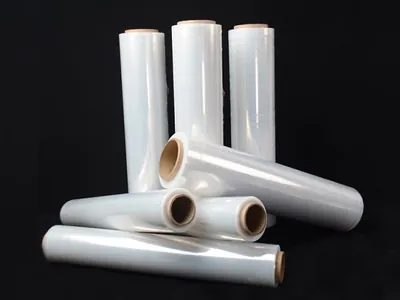 Clear stretch film rolls for pallet wrapping, standing and lying