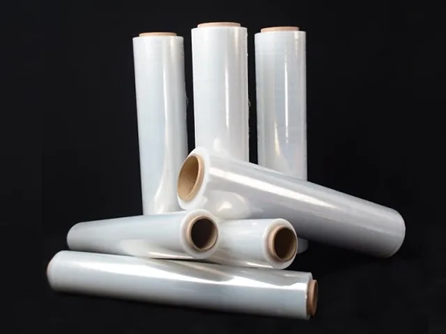 Clear stretch film rolls for pallet wrapping, standing and lying